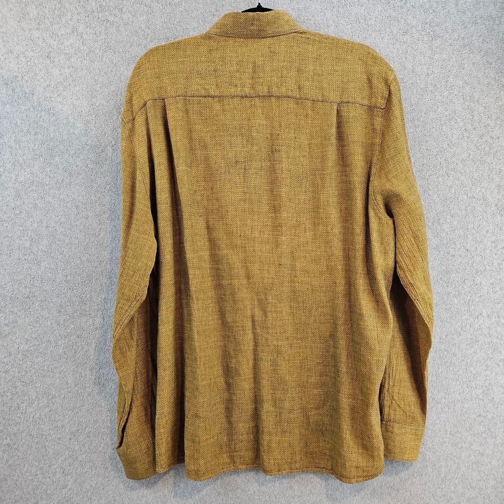 32 BAR BLUES | Mens Mustard Yellow Textured Long Sleeve Button Down Shirt Large - Picture 2 of 15